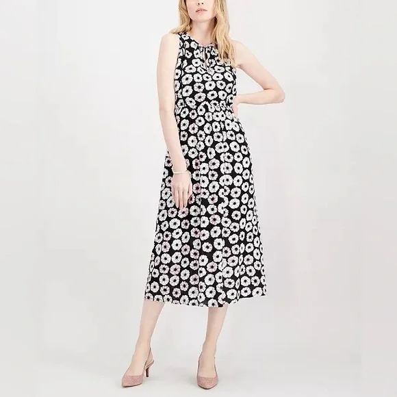 Maison Jules | Dresses | Maison Jules Black Floral Midi Dress Women Size  Small | Poshmark